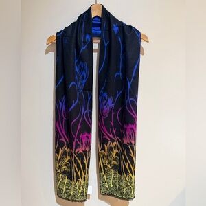 NWT Scarf 100% Cashmere Rapti bold floral colorful 12x76 inches long